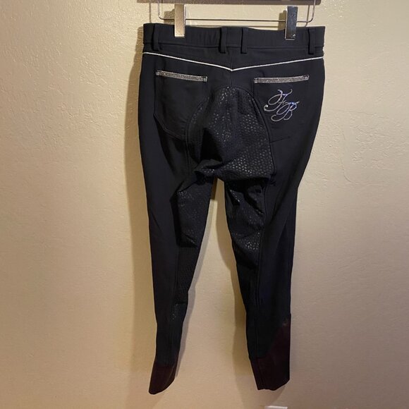 Pikeur Full-Seat Grip Breeches - Size 31/32 (EU 42) - Black with Silver Trim - Picture 3 of 13